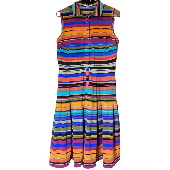 Calvin Klein Sleeveless Multicolor Stripe Dress size 8 - Picture 2 of 8